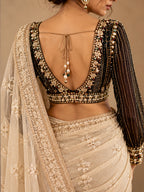 Twilight- Black  Georgette Heavy Hand-Embroidered Saree Blouse