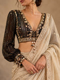Twilight- Black  Georgette Heavy Hand-Embroidered Saree Blouse