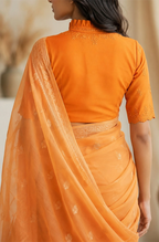 Riviera sunsets -  orange embroidered silk blouse