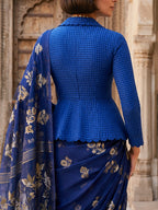 Engadin – Royal Blue Cotton yarn dyed Checks Peplum  Blouse