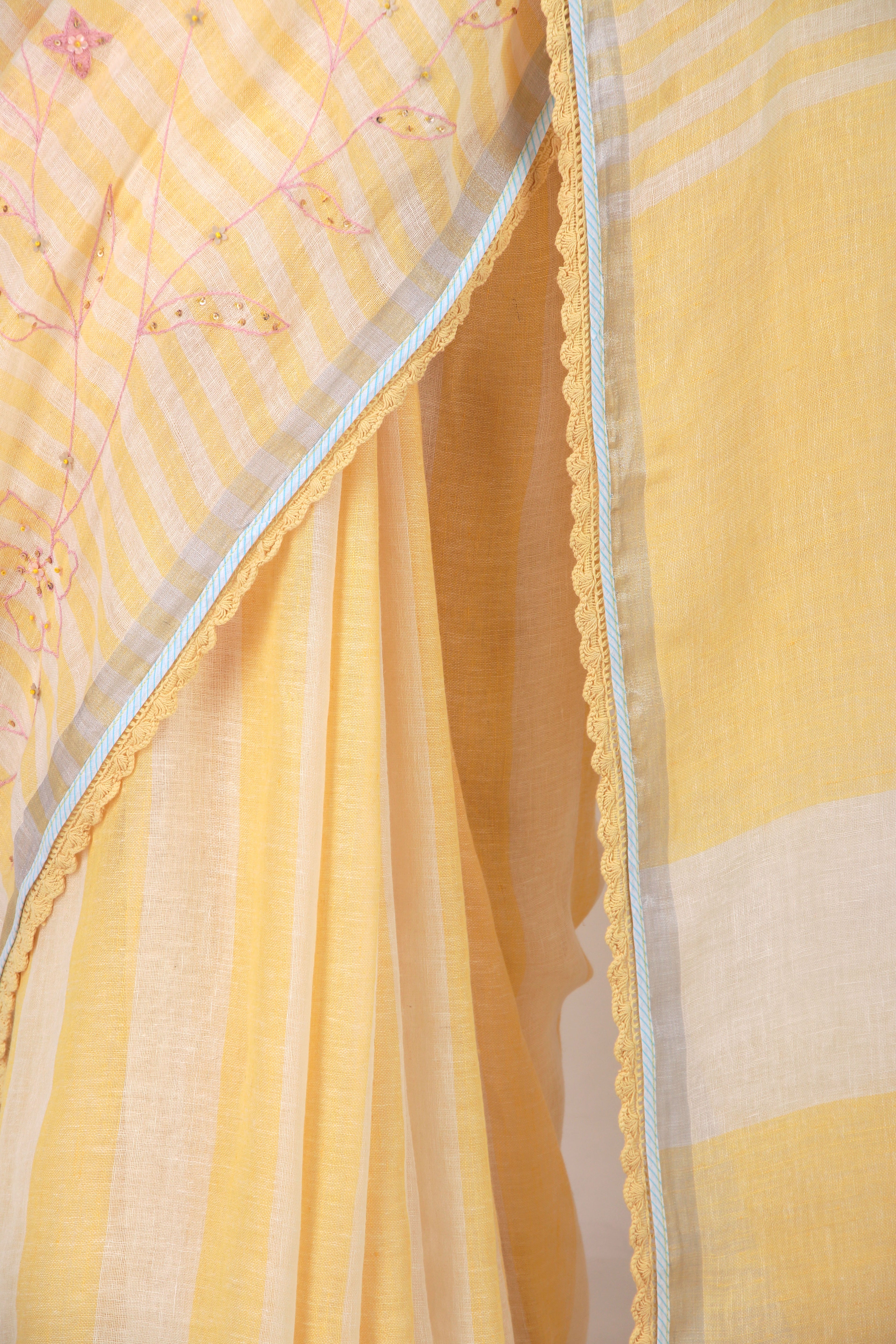 Faluni- yellow Saree