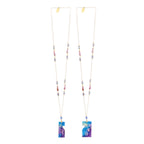 Galaxy Purple &amp; Blue Resin Puzzle Pendant Necklace | Lavender Crystal &amp; Magenta Glass Beaded Jewelry | Artisanal Celestial Statement Accessory