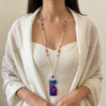 Gild  Galaxy Purple & Blue Resin Puzzle Pendant necklace