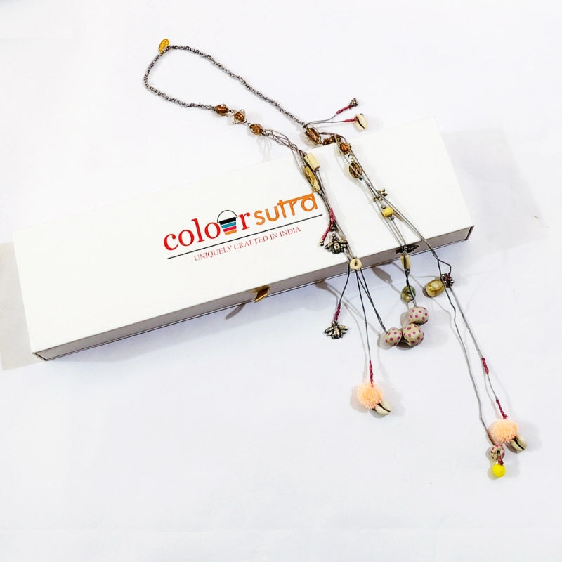 Tatva Handmade Layered Grey Cord Necklace