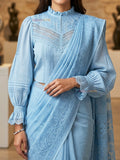 Mira - Sky Blue Silk Chanderi High-Neck Embroidered Saree Blouse