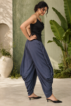 Nora - Women's Slate Blue Crepe Dhoti Pants | Fusion Bottom wear