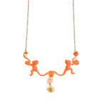 Mates Peach Resin Monkey duo Focal Necklace