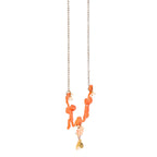 Mates Peach Resin Monkey duo Focal Necklace