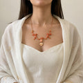 Mates Peach Resin Monkey duo Focal Necklace