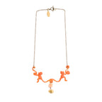 Mates Peach Resin Monkey duo Focal Necklace