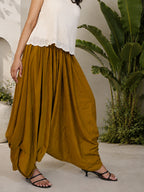 Pemberley –Ochre Yellow Crepe Dhoti Pants – Fusion Bottoms