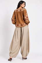 Penelope  – Women's Balloon pants | Cotton Flex  Boho Trousers  |  Relaxed Fit Pleated Balloon Trousers | Fusion Bottom wear