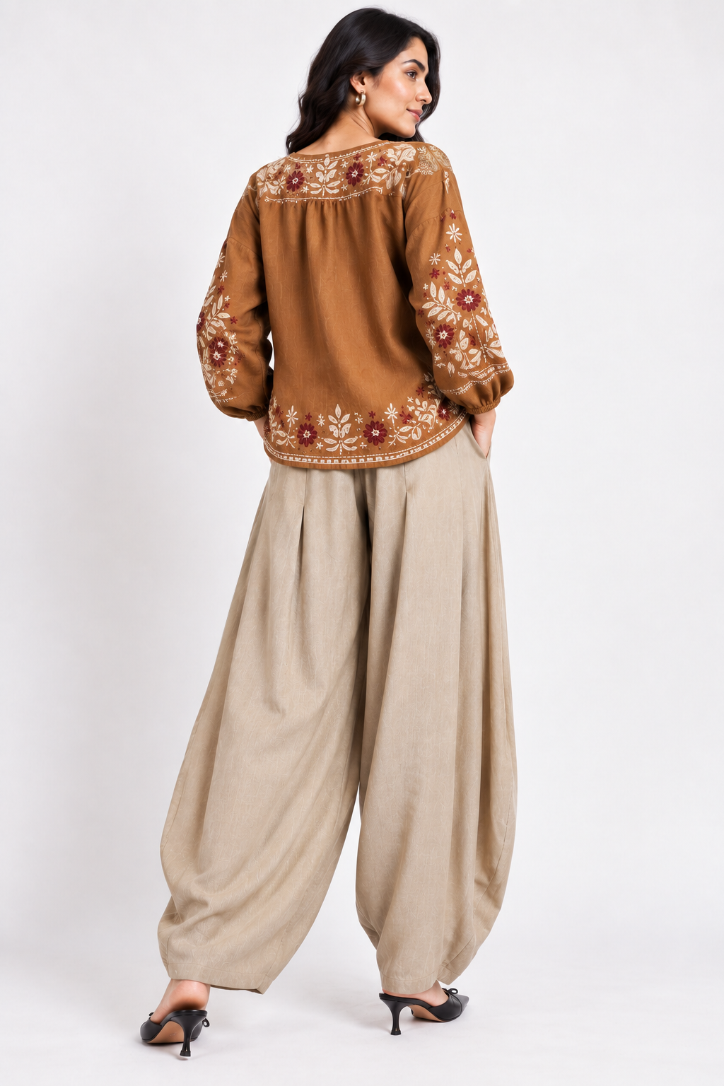 Penelope  – Women's Balloon pants | Cotton Flex  Boho Trousers  |  Relaxed Fit Pleated Balloon Trousers | Fusion Bottom wear