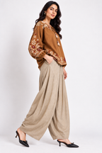 Penelope  – Women's Balloon pants | Cotton Flex  Boho Trousers  |  Relaxed Fit Pleated Balloon Trousers | Fusion Bottom wear