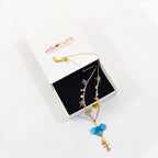 Sculptural Blue Orchid Resin Pendant | Lavender Crystal Seed Pearl Beaded Statement Jewelry | Artisanal Nature-Inspired Romantic Accessory