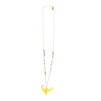 Sculptural Resin Bull Skull Pendant Necklace | Artisanal Whimsical Statement Accessory