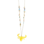 Sculptural Resin Bull Skull Pendant Necklace | Artisanal Whimsical Statement Accessory