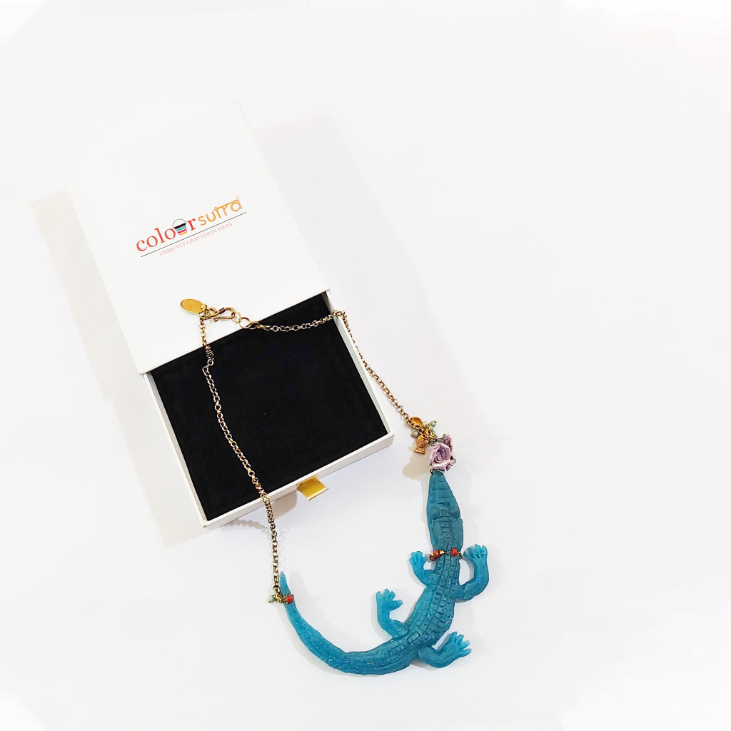 Austin Sculptural Resin Crocodile statement jewellery
