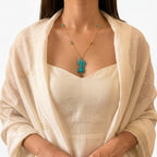 Sculptural Resin Mermaid Pendant Necklace | Teal Jasper  Turquoise Beaded Statement Jewelry | Artisanal Coastal-Inspired Romantic Accessory