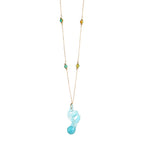 Sculptural Resin Mermaid Pendant Necklace | Teal Jasper  Turquoise Beaded Statement Jewelry | Artisanal Coastal-Inspired Romantic Accessory