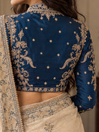 Neeladri - Royal  Embroidered Silk chanderi Saree Blouse