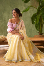 Faluni- yellow Saree