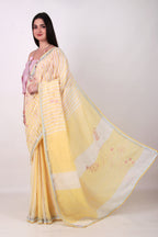 Faluni- yellow Saree