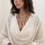 Dhriti  glass Beads with Seahorse Charm and Waterfall Fringe Necklace