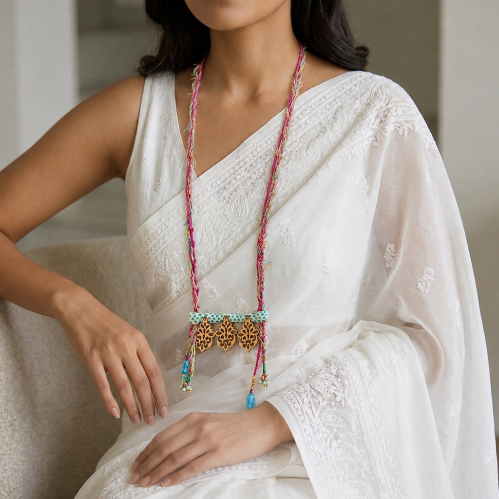 Kala Laser-Cut Wood Filigree Necklace