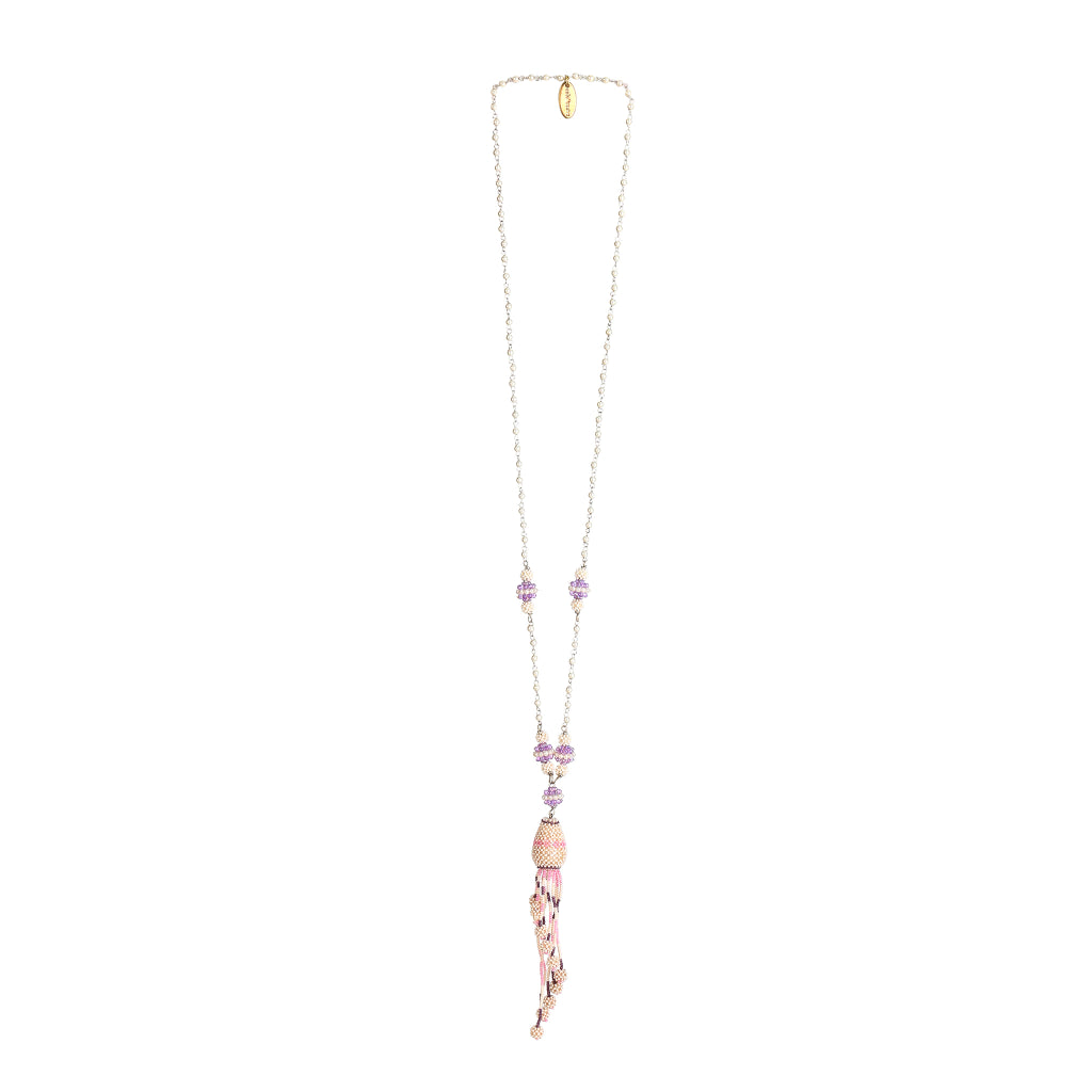Bud Handmade  Seed Pearl Tassel Necklace