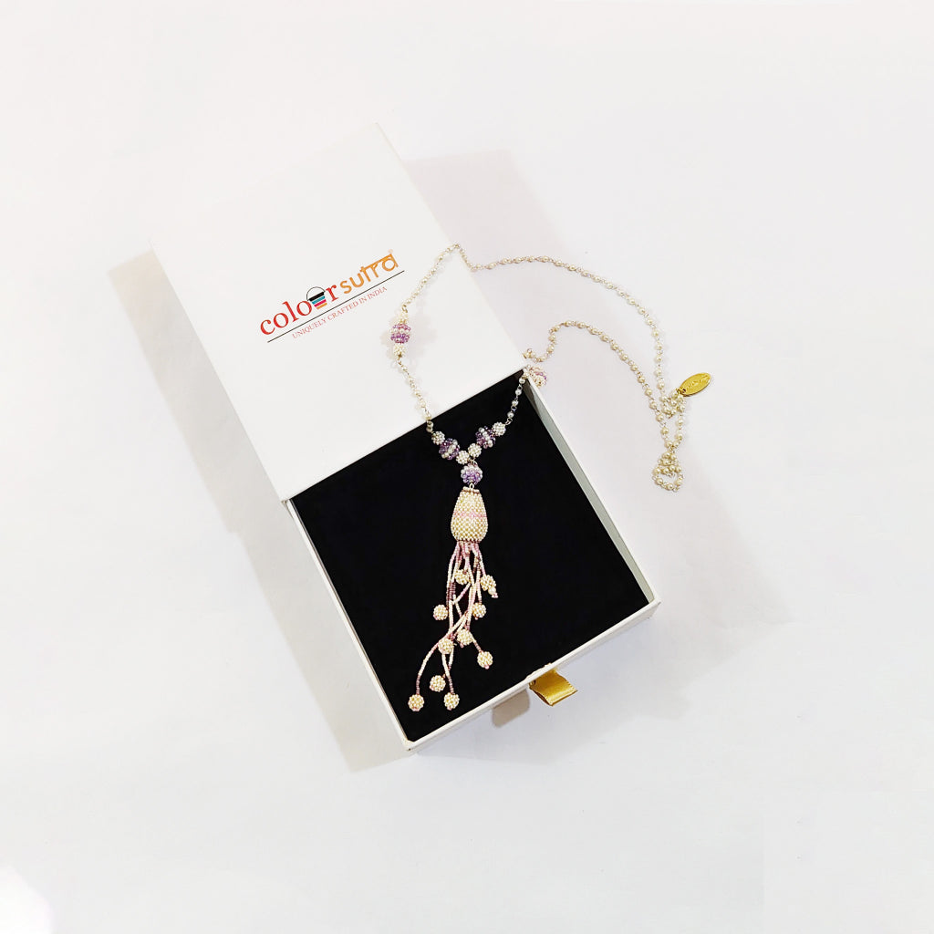 Bud Handmade  Seed Pearl Tassel Necklace