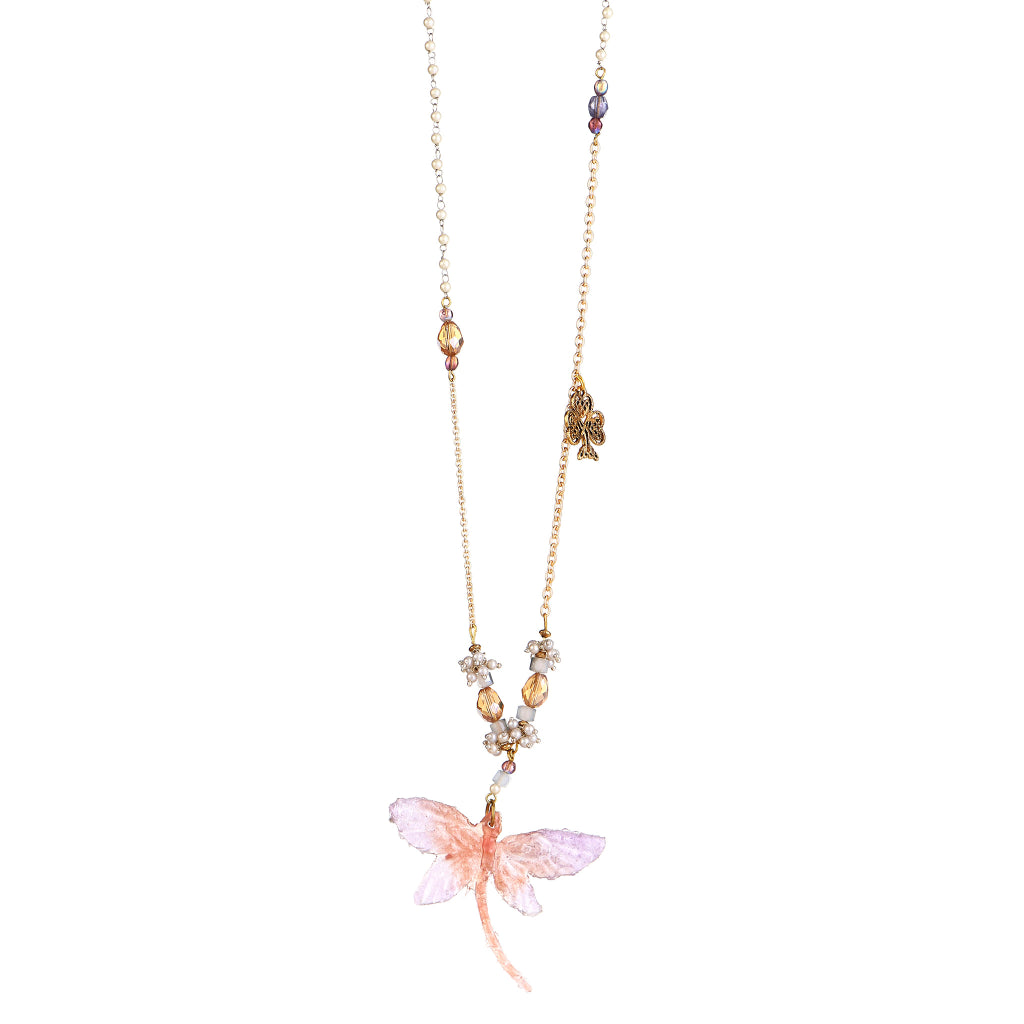 Helix Sculptural Resin Dragonfly Pendant necklace