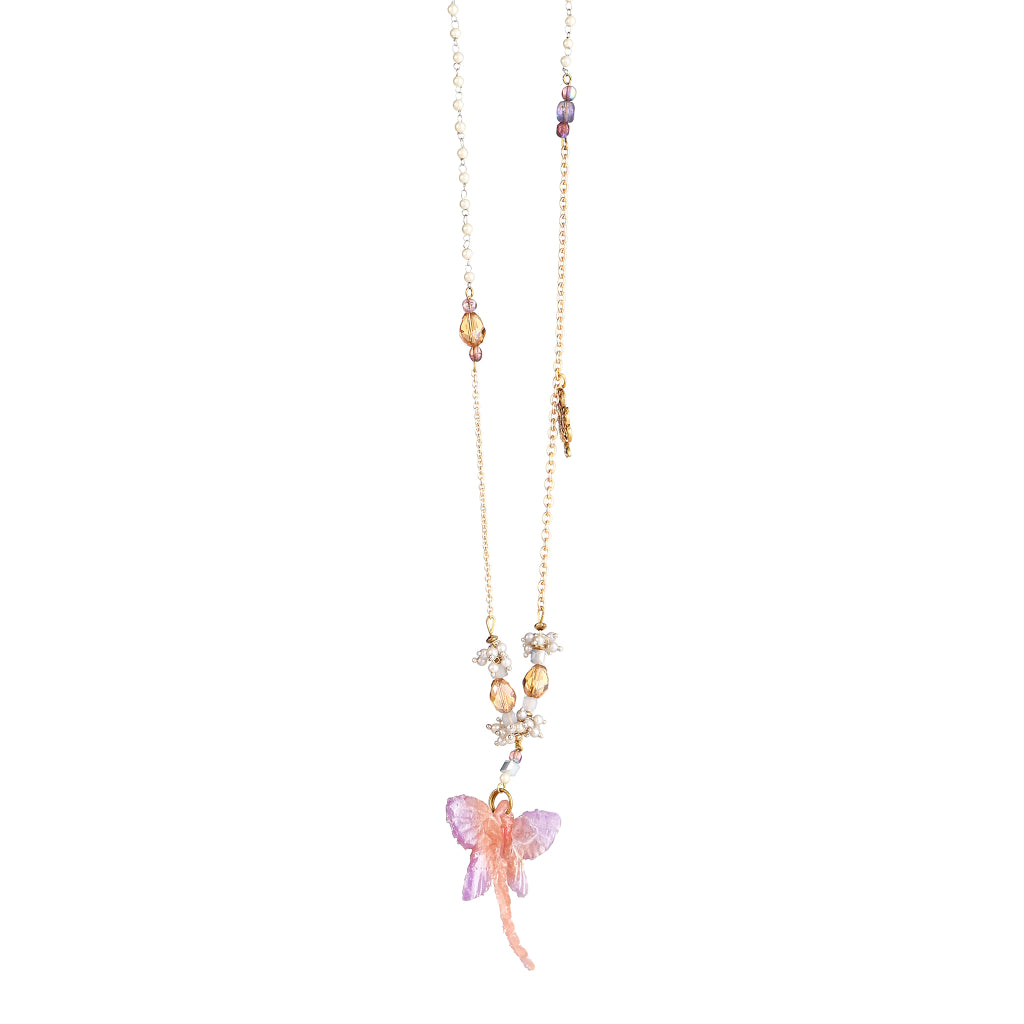 Helix Sculptural Resin Dragonfly Pendant necklace