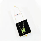 Crest Sculptural lime green Resin Deer Pendant necklace