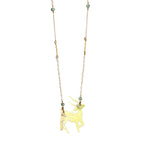 Crest Sculptural lime green Resin Deer Pendant necklace