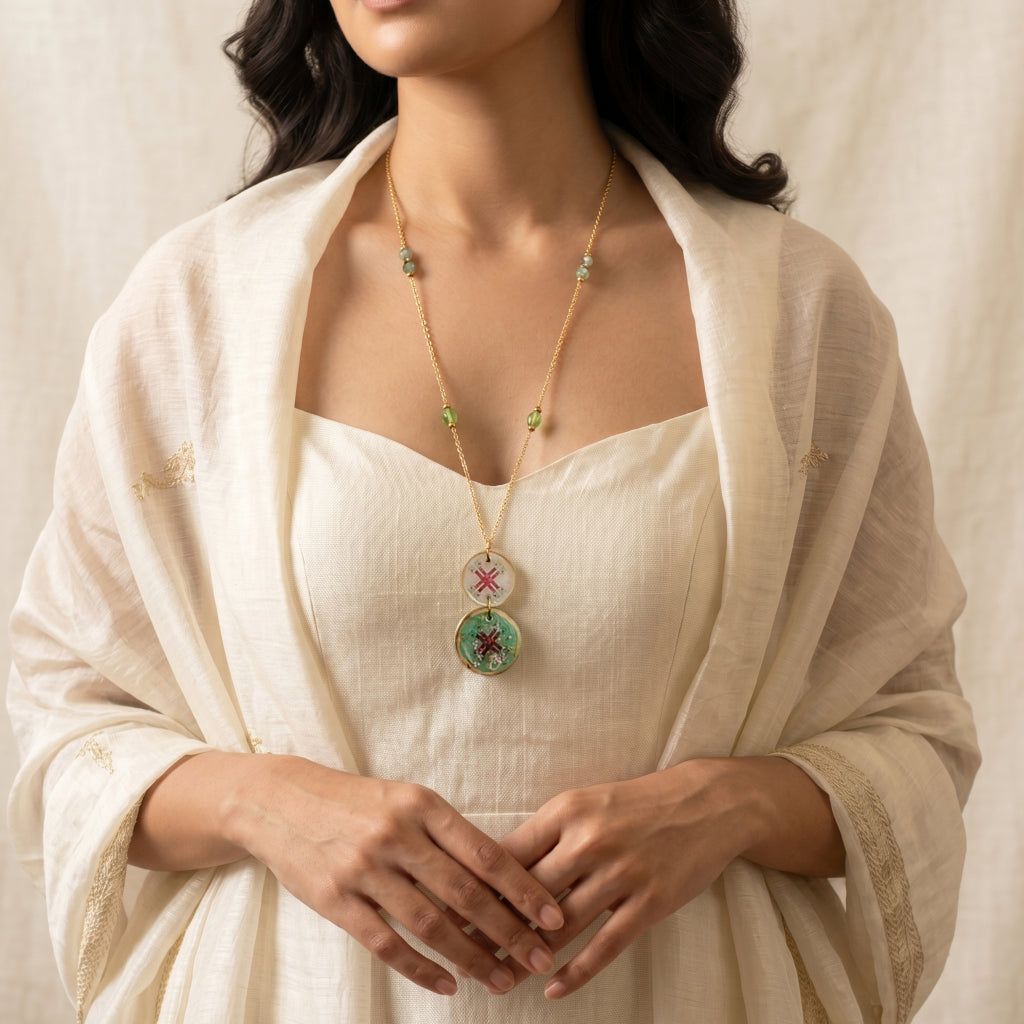 Tara  Resin Medallion Pendant necklace
