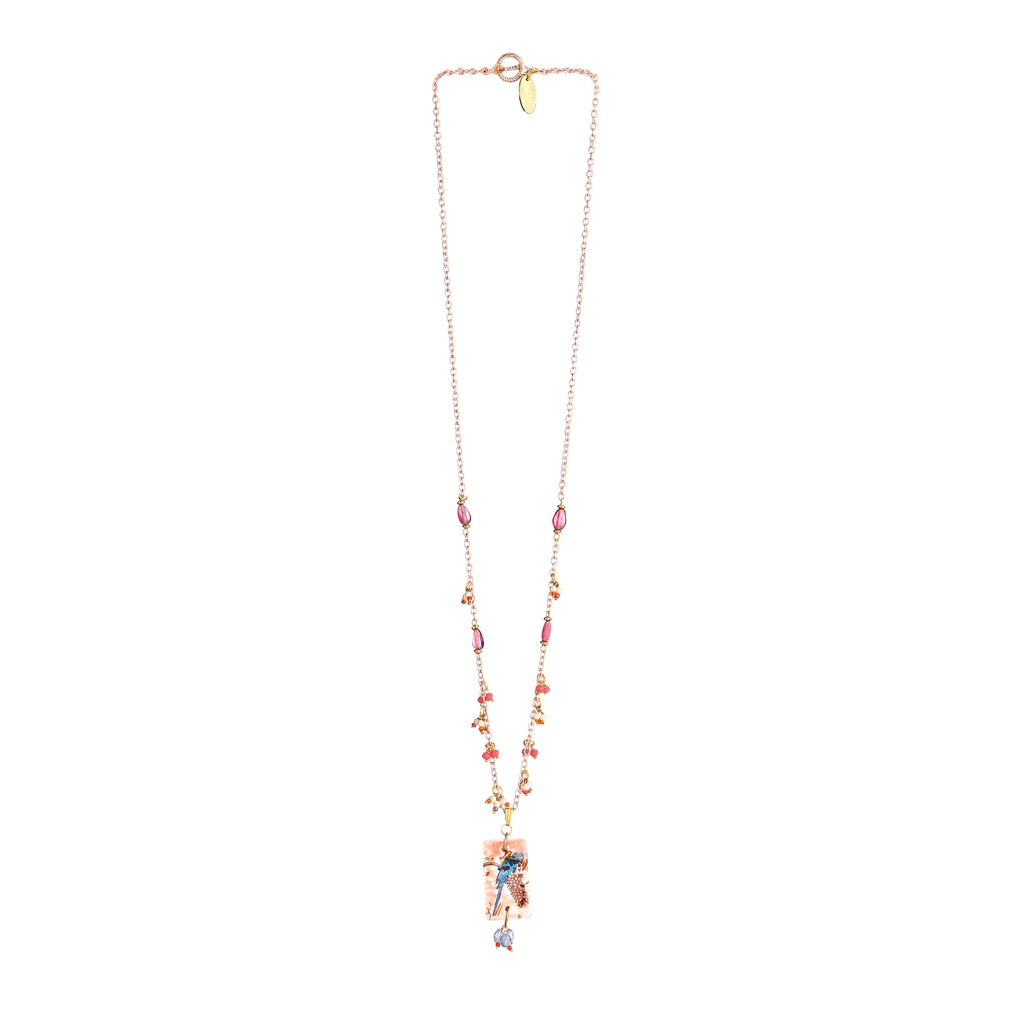 Pink Raspberry Beaded Statement Necklace | Artisanal Romantic Nature-Inspired Accessory