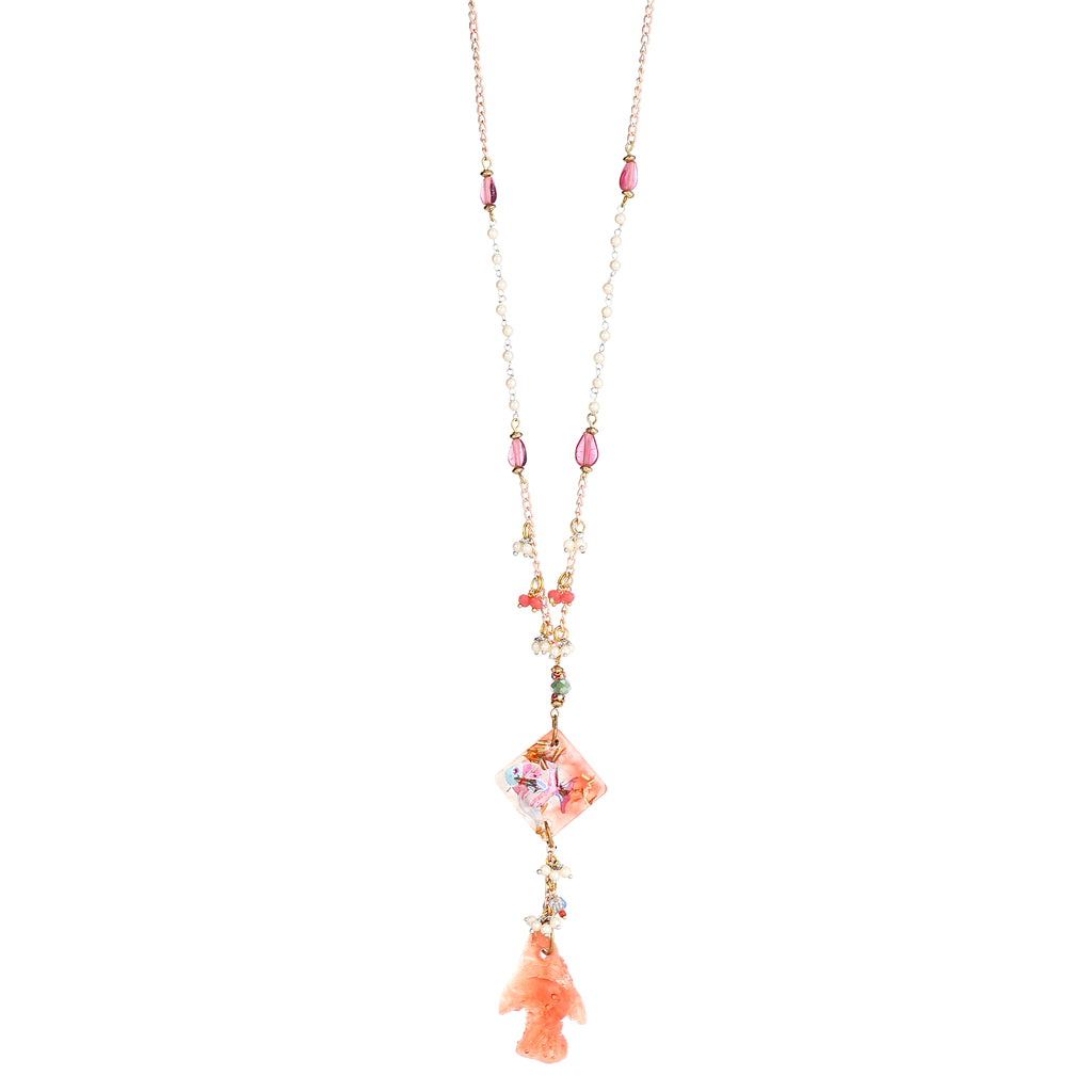 Raspberry Pink Beaded Jewelry | Artisanal Nature-Inspired Statement Accessory