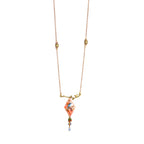Bulbul Botanical Resin Diamond style Pendant & Bird Charm necklace