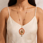 Albeli Botanical Resin Medallion in Coral Horseshoe Pendant necklace