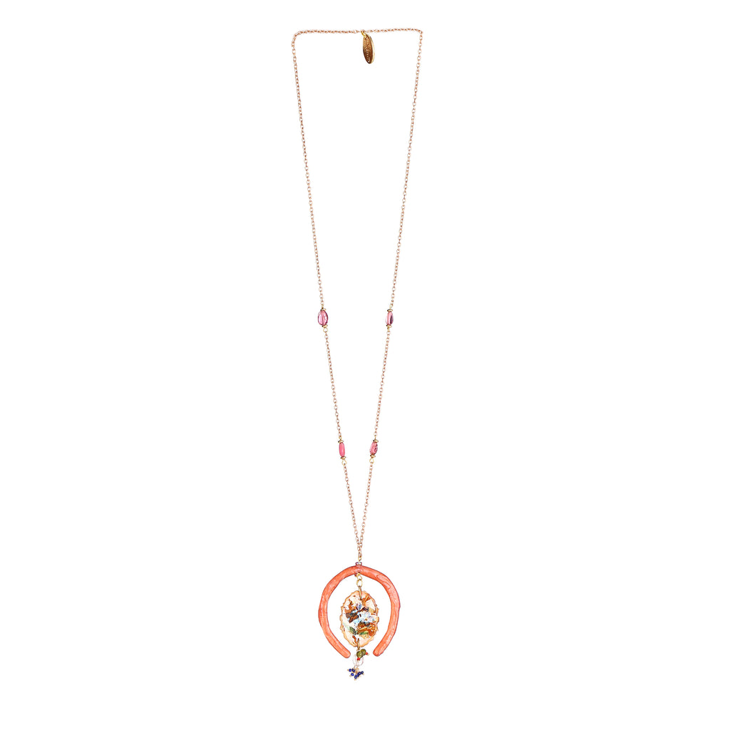 Pink Raspberry Beaded Statement Jewelry | Artisanal Nature-Inspired Romantic Accessory