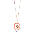 Albeli Botanical Resin Medallion in Coral Horseshoe Pendant necklace