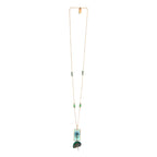 Botanical Resin Rectangle Pendant & Dragonfly Charm | Emerald Green Beaded Statement Jewelry | Artisanal Nature-Inspired Romantic Accessory