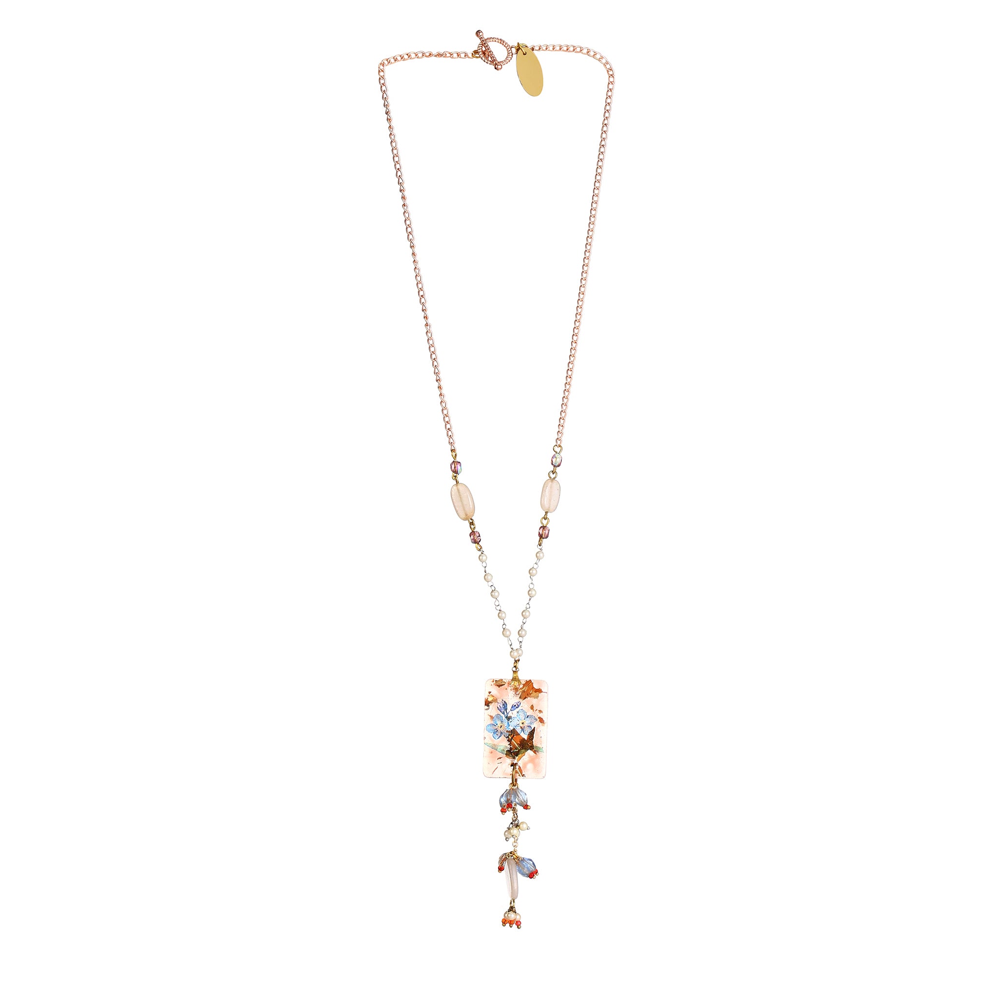 Pearl & Peach Moonstone Beaded Statement Jewelry | Artisanal Nature-Inspired Romantic Accessory