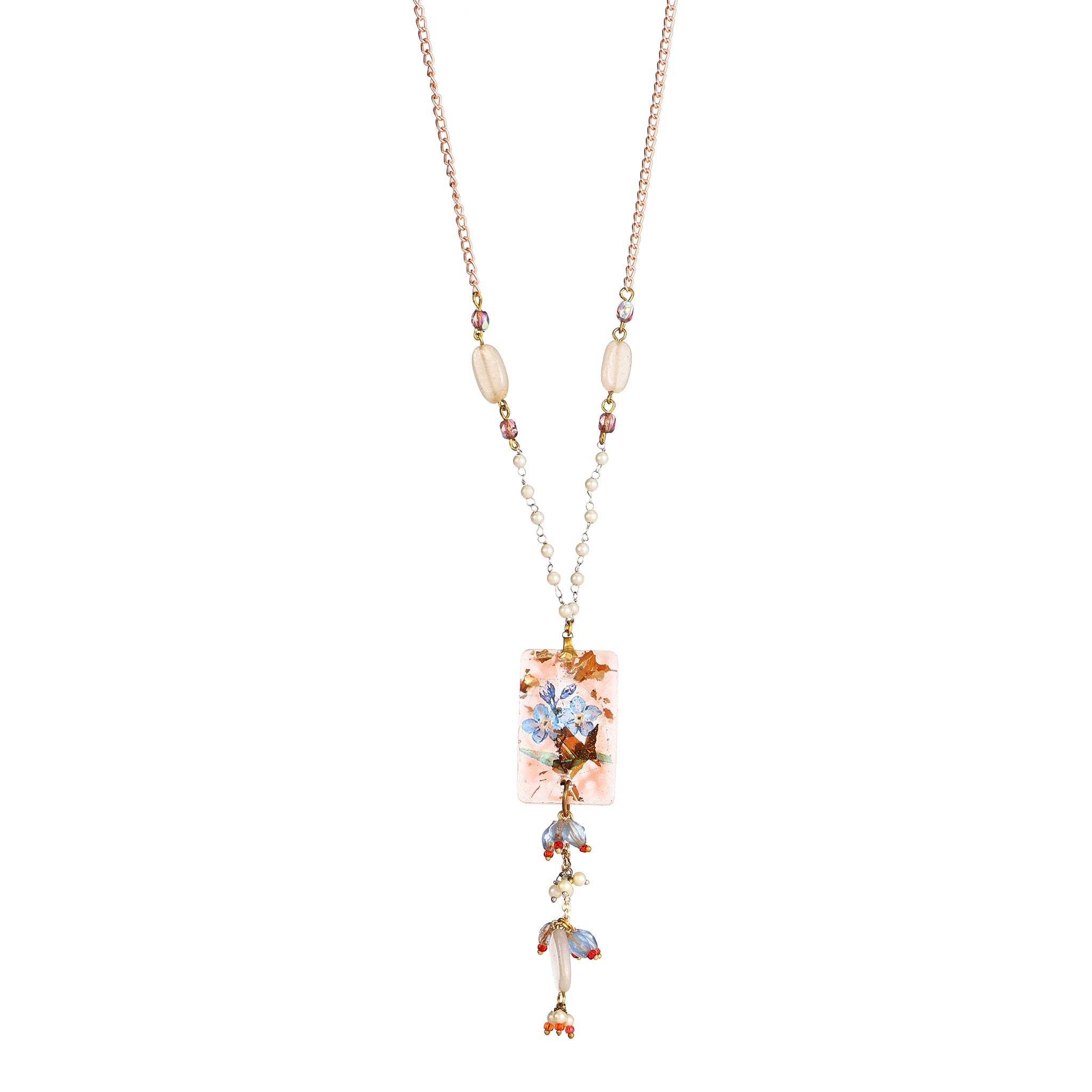 Pearl & Peach Moonstone Beaded Statement Jewelry | Artisanal Nature-Inspired Romantic Accessory
