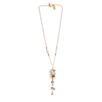 Dew Botanical Resin Rectangle Pendant with Blue Floral Art  necklace