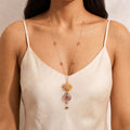 Manasvi Dragonfly Charm & Pink Resin Floral Pendant necklace