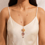 Manasvi Dragonfly Charm & Pink Resin Floral Pendant necklace