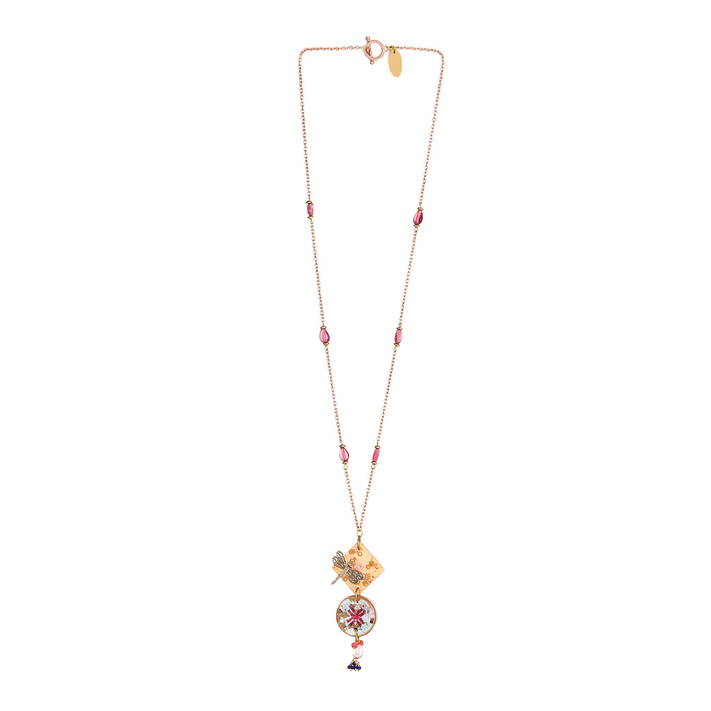 Raspberry Beaded Statement Jewelry | Artisanal Nature-Inspired Romantic Accessory