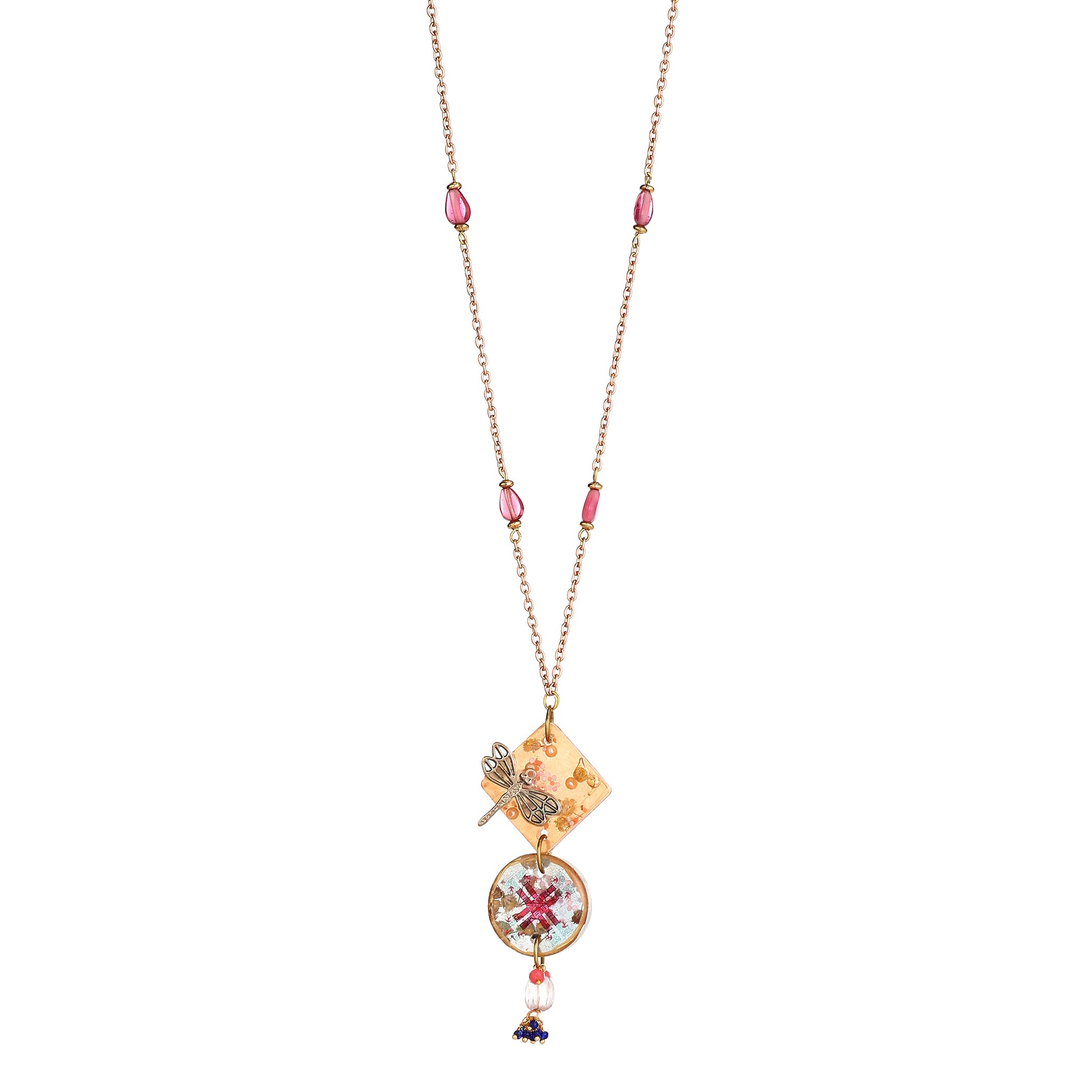 Raspberry Beaded Statement Jewelry | Artisanal Nature-Inspired Romantic Accessory